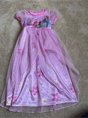 Disney Pink Princess Dress with Floral and Glitter Overlay